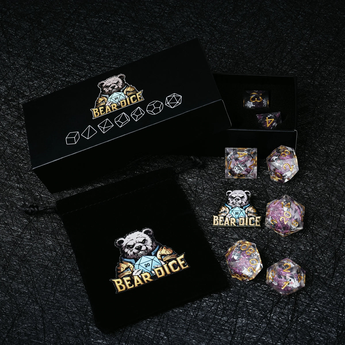 Cat Liquid Core Dice Set – Eyed Cartoon – alternate product view