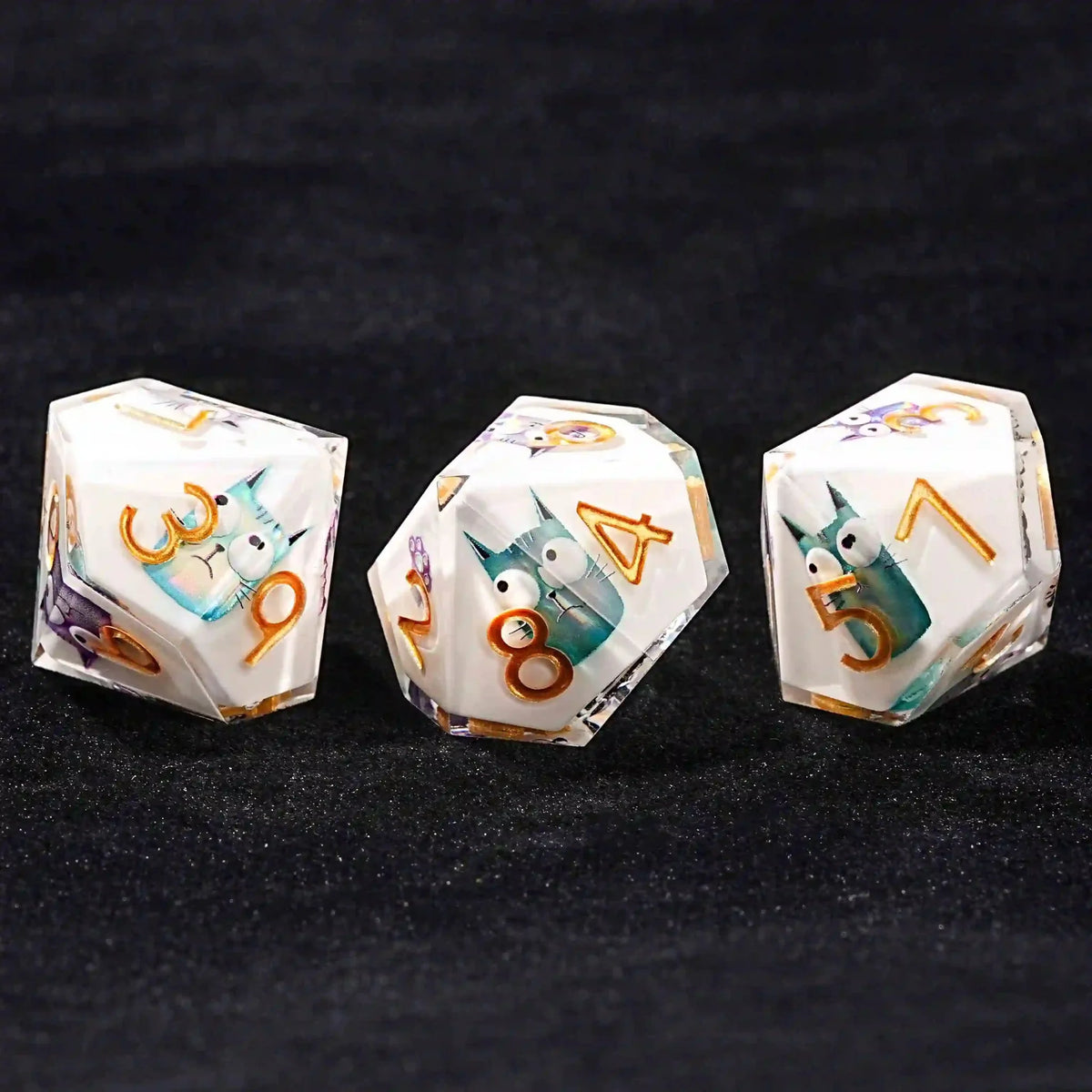 Cat Resin D10 Dice – Cute Theme – Charming White Resin D10 Dice - Cute Cat 10 - Sided Dice