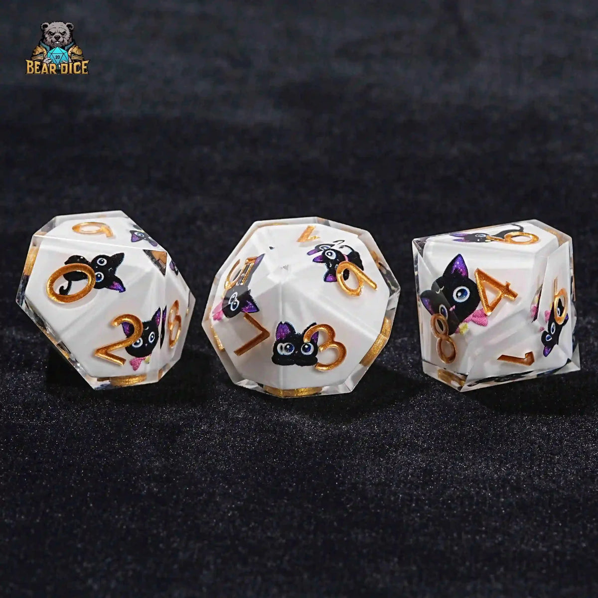 Cat Resin D10 Dice – Designs – D10 Big Eye Cat White Resin D&D 10 Sided Dice