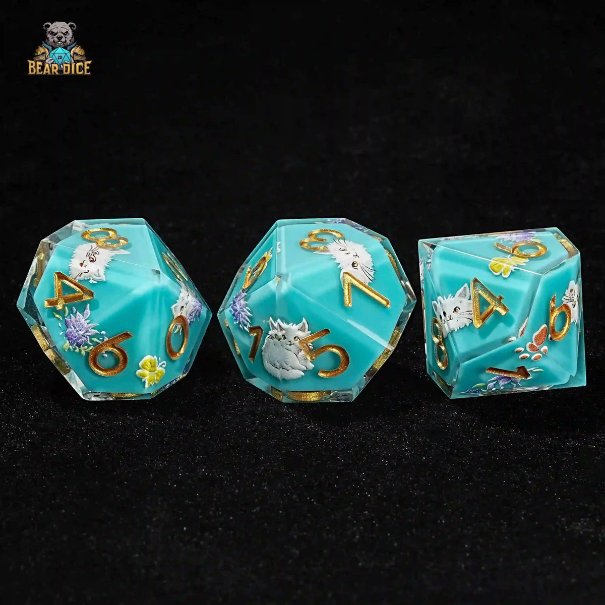 Cat Resin D10 Dice – Kitty – Blue Solid Resin D10 Dice - Cute Kitty Cat DND 10 Sided Dice