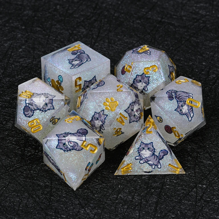 Cat Resin DND Dice Set – Maine Coon – alternate product view