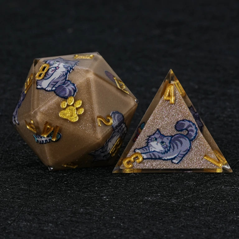 Cat Resin DND Dice Set – Maine Coon – alternate product view