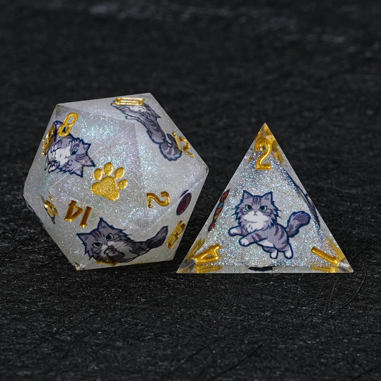 Cat Resin DND Dice Set – Maine Coon – alternate product view