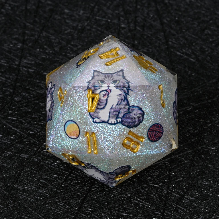 Cat Resin DND Dice Set – Maine Coon – alternate product view