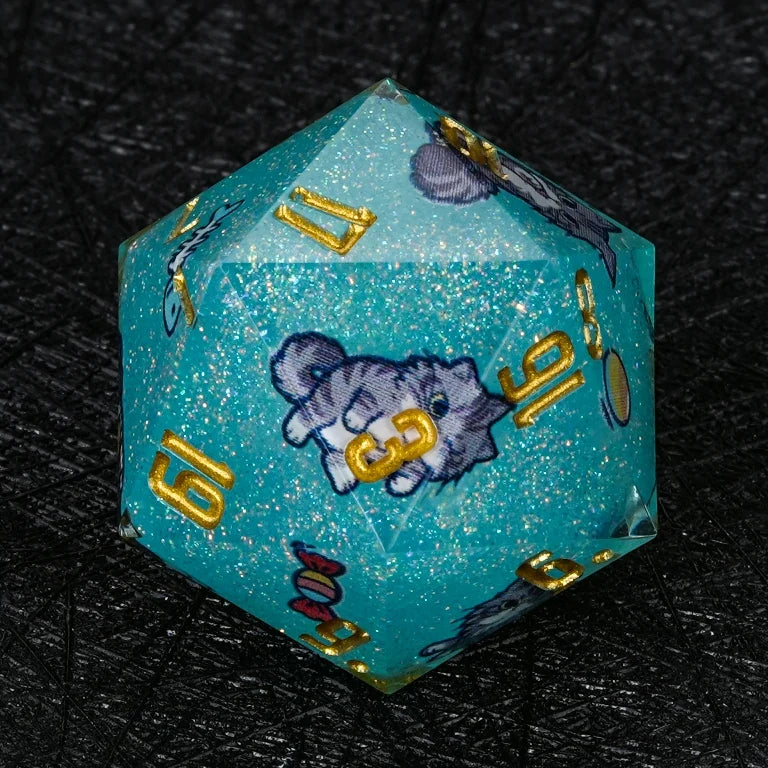 Cat Resin DND Dice Set – Maine Coon – alternate product view