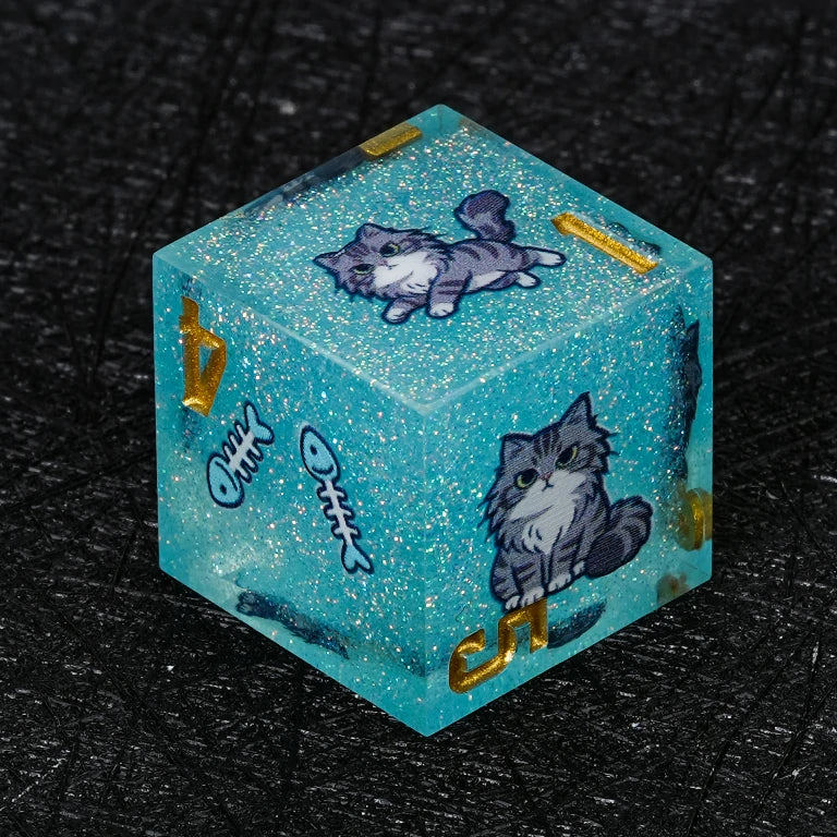 Cat Resin DND Dice Set – Maine Coon – alternate product view