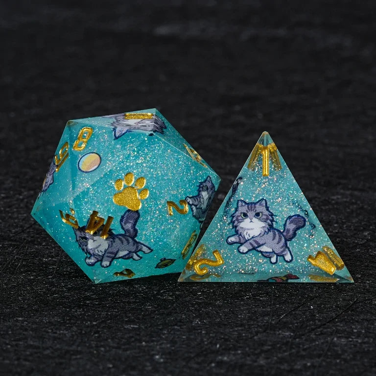 Cat Resin DND Dice Set – Maine Coon – alternate product view