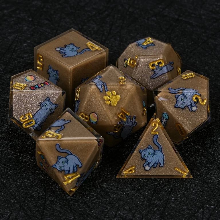 Cat Resin DND Dice Set – Russian