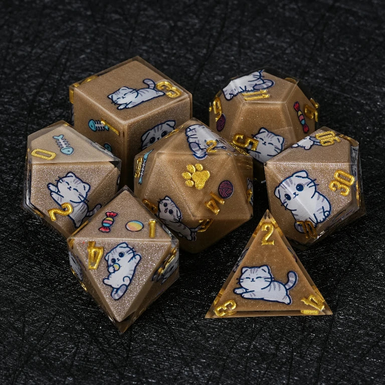 Cat Resin DND Dice Set – Scottish Fold – alternate product view