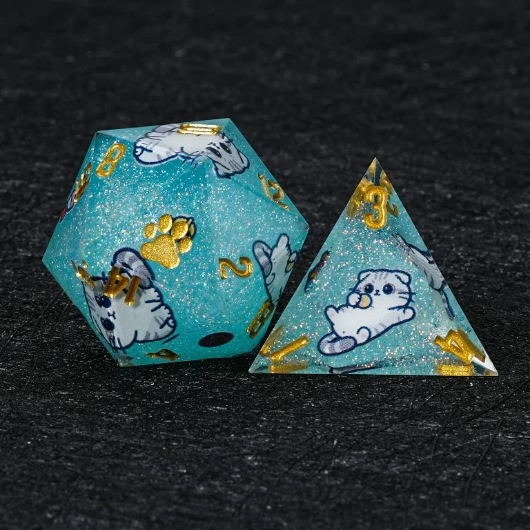 Cat Resin DND Dice Set – Scottish Fold – alternate product view