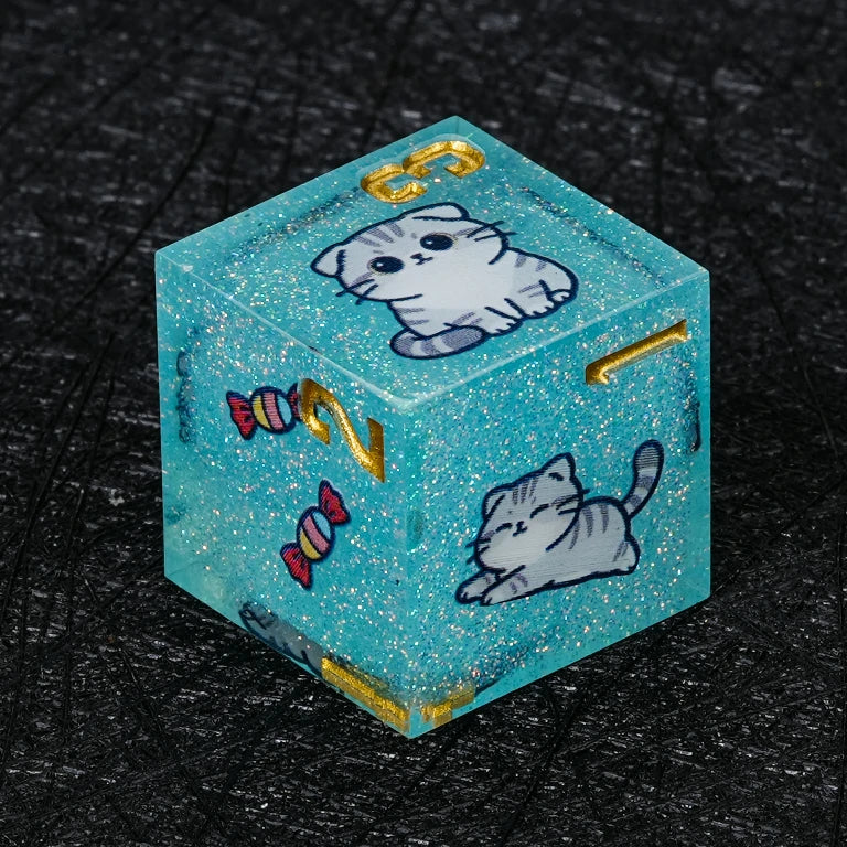 Cat Resin DND Dice Set – Scottish Fold – alternate product view