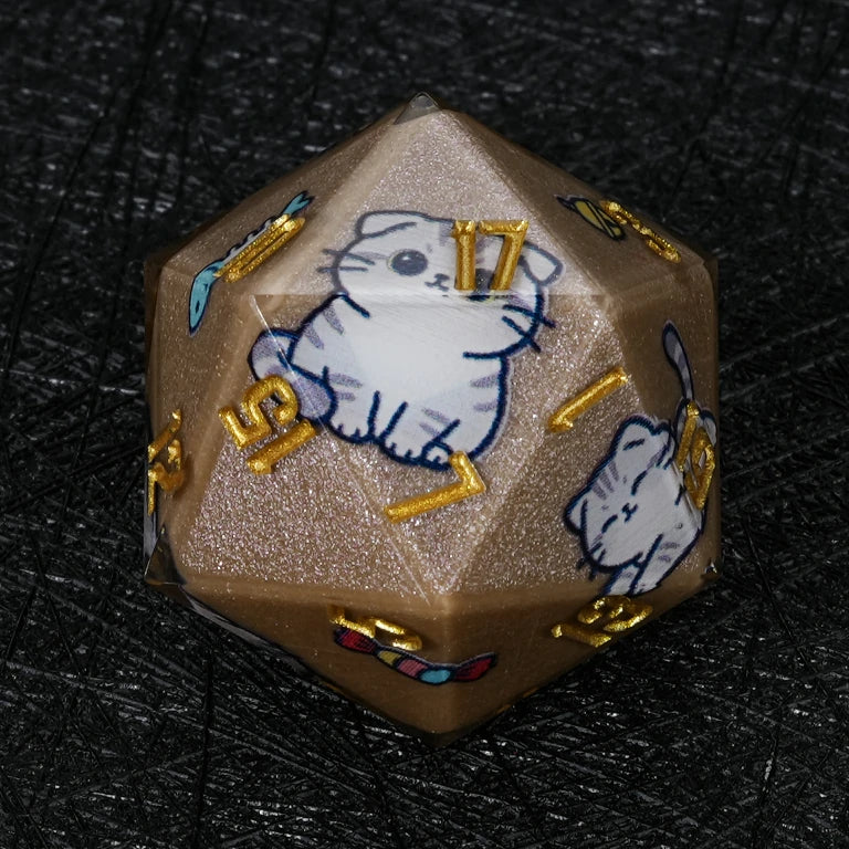 Cat Resin DND Dice Set – Scottish Fold – alternate product view