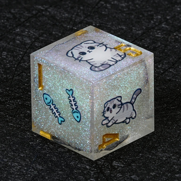 Cat Resin DND Dice Set – Scottish Fold – alternate product view