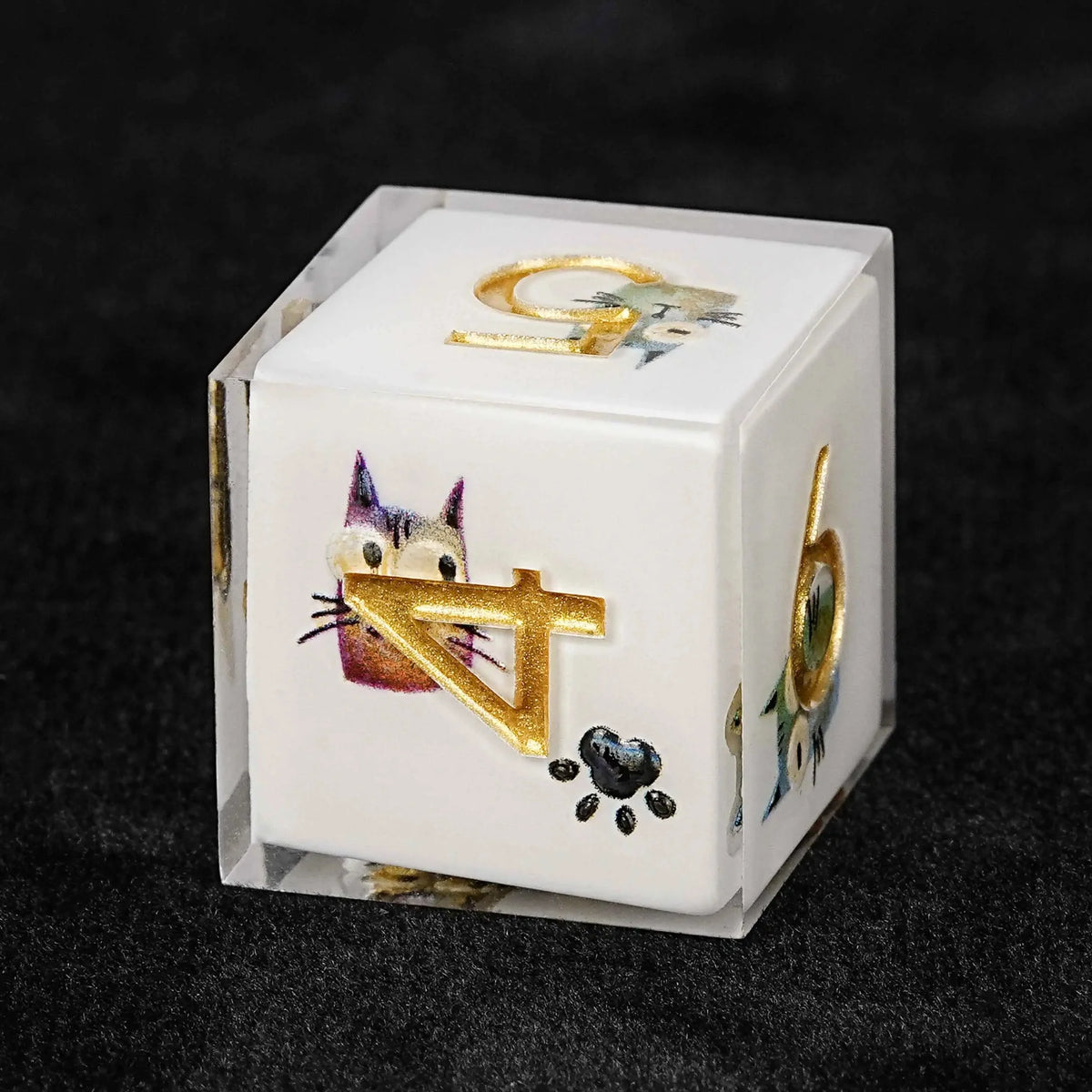 Cat Resin DND Dice Set – Smiley Cartoon – Unique dice set: cute cartoon laughing cat transparent resin dnd D6 dice with