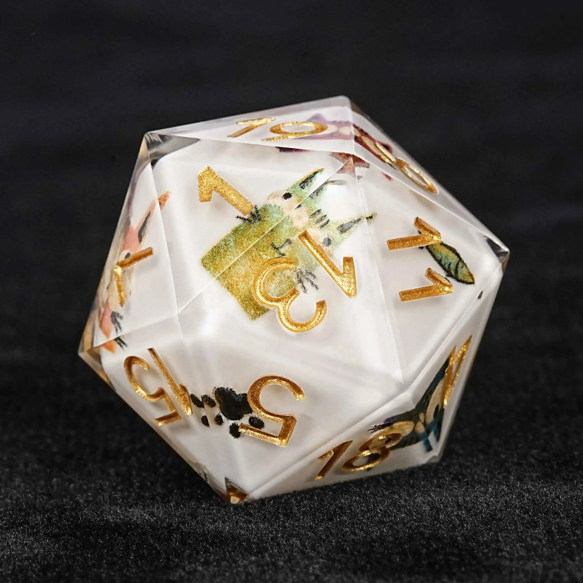 Cat Resin DND Dice Set – Smiley Cartoon – Unique dice set: cute cartoon laughing cat transparent resin dnd D20 dice