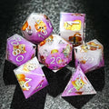 Cat Resin RPG Dice Set – Exquisite cat - themed purple resin dice set