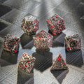 Celtic Knot Metal DND Dice Set – Blood – Metal Solid Celtic Knot Blood Dice Set