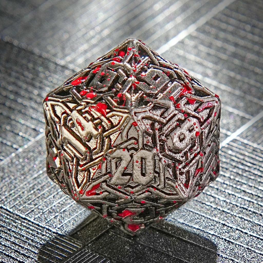 Celtic Knot Metal DND Dice Set – Blood – Metal Solid Celtic Knot Blood Dice Set