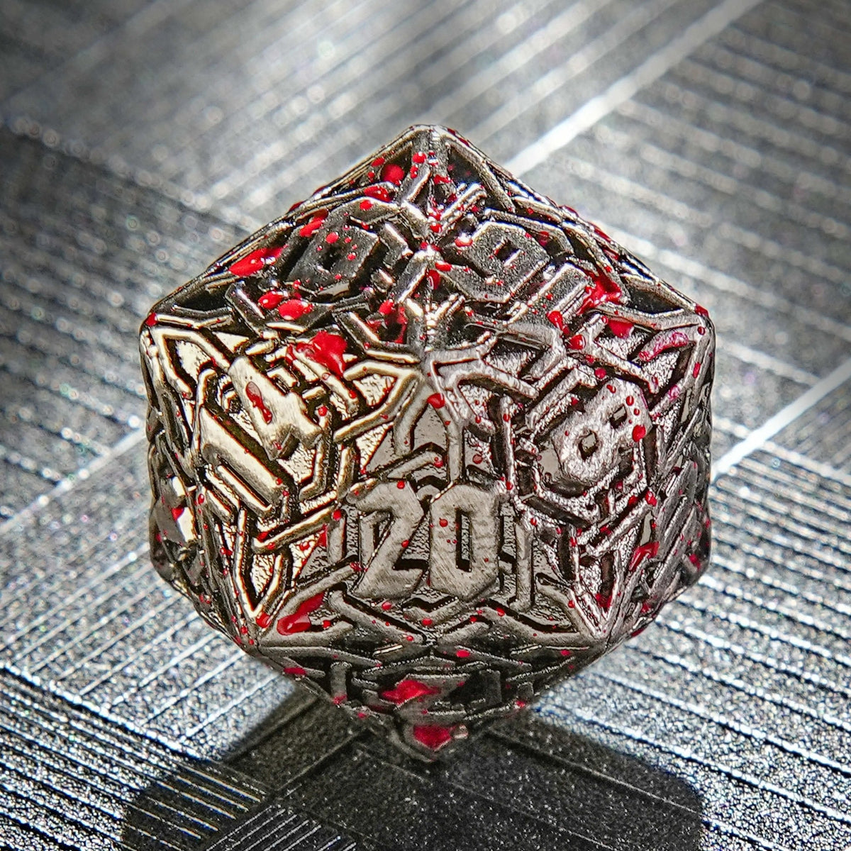 Celtic Knot Metal DND Dice Set – Blood – Metal Solid Celtic Knot Blood Dice Set