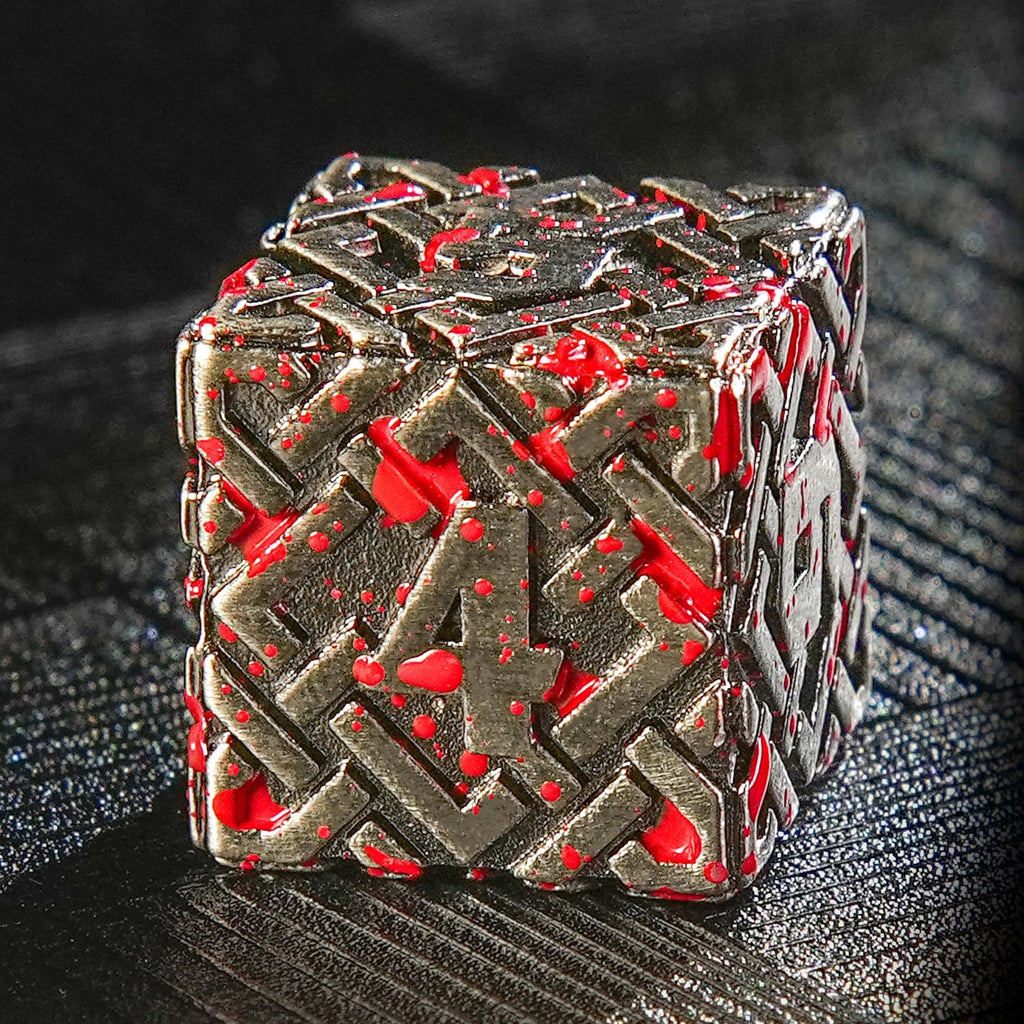 Celtic Knot Metal DND Dice Set – Blood – Metal Solid Celtic Knot Blood Dice Set