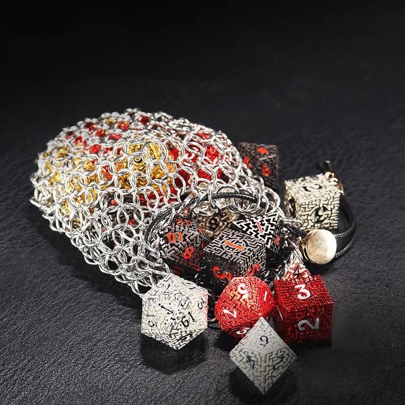 Chainmail Dice Box – Metal – DND Chainmail Dice Bag Handmade Metal Dice Bag