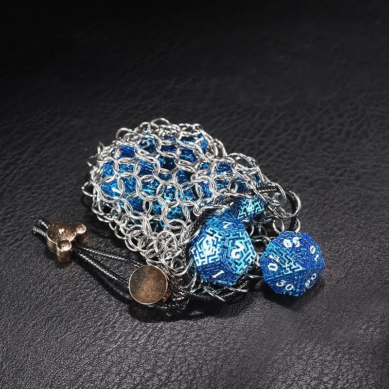 Chainmail Dice Box – Metal – DND Chainmail Dice Bag Handmade Metal Dice Bag