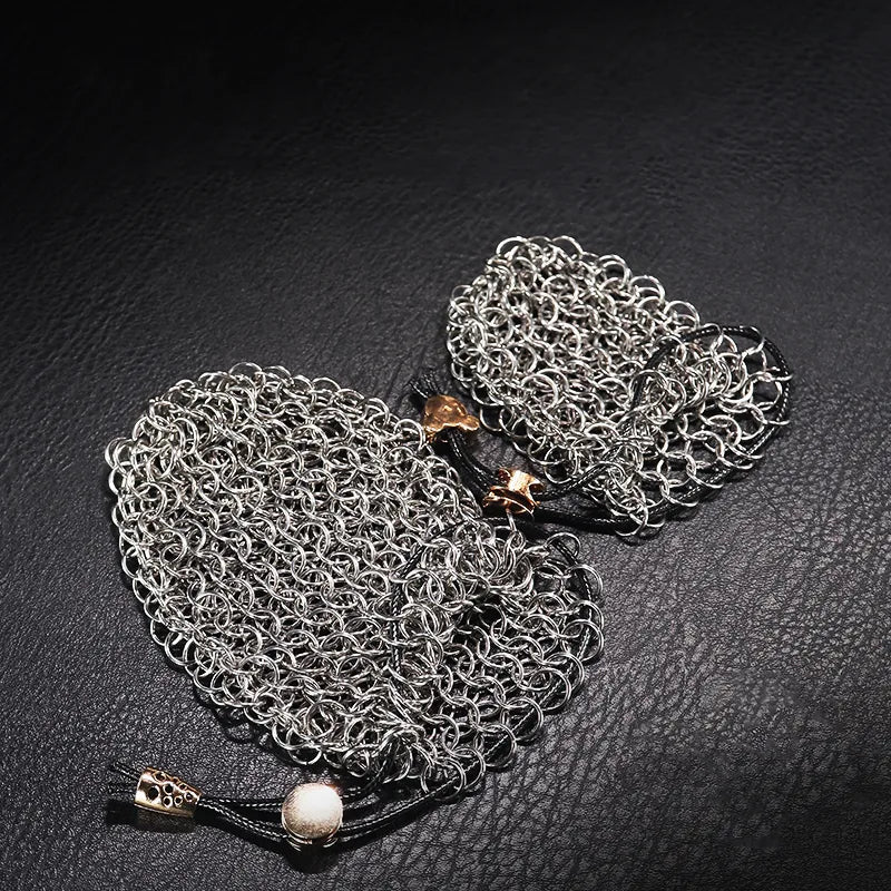 Chainmail Dice Box – Metal – DND Chainmail Dice Bag Handmade Metal Dice Bag