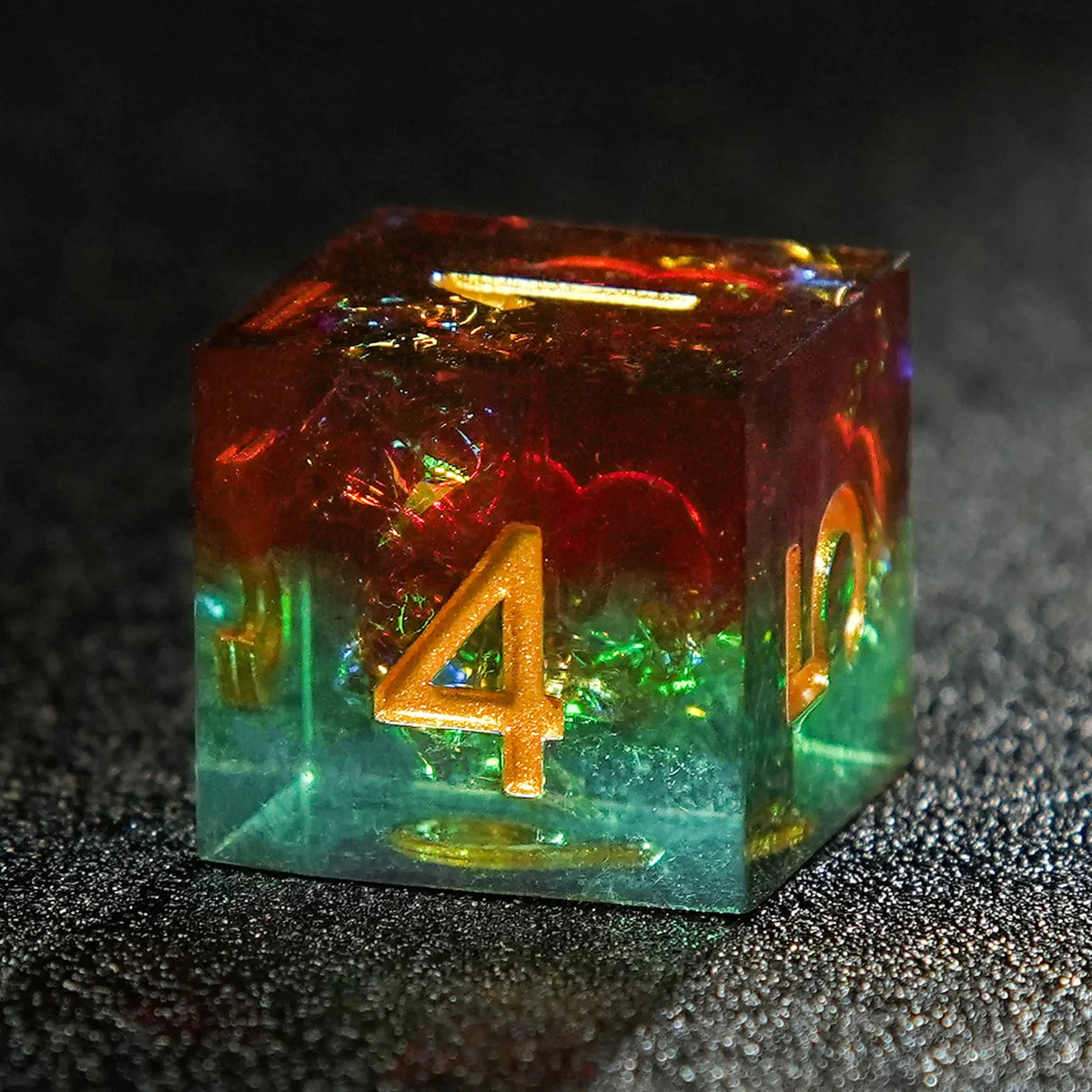 Character Resin DND Dice Set – Gold Numbers – Brown Green Resin DND Dice Set + Gold Font