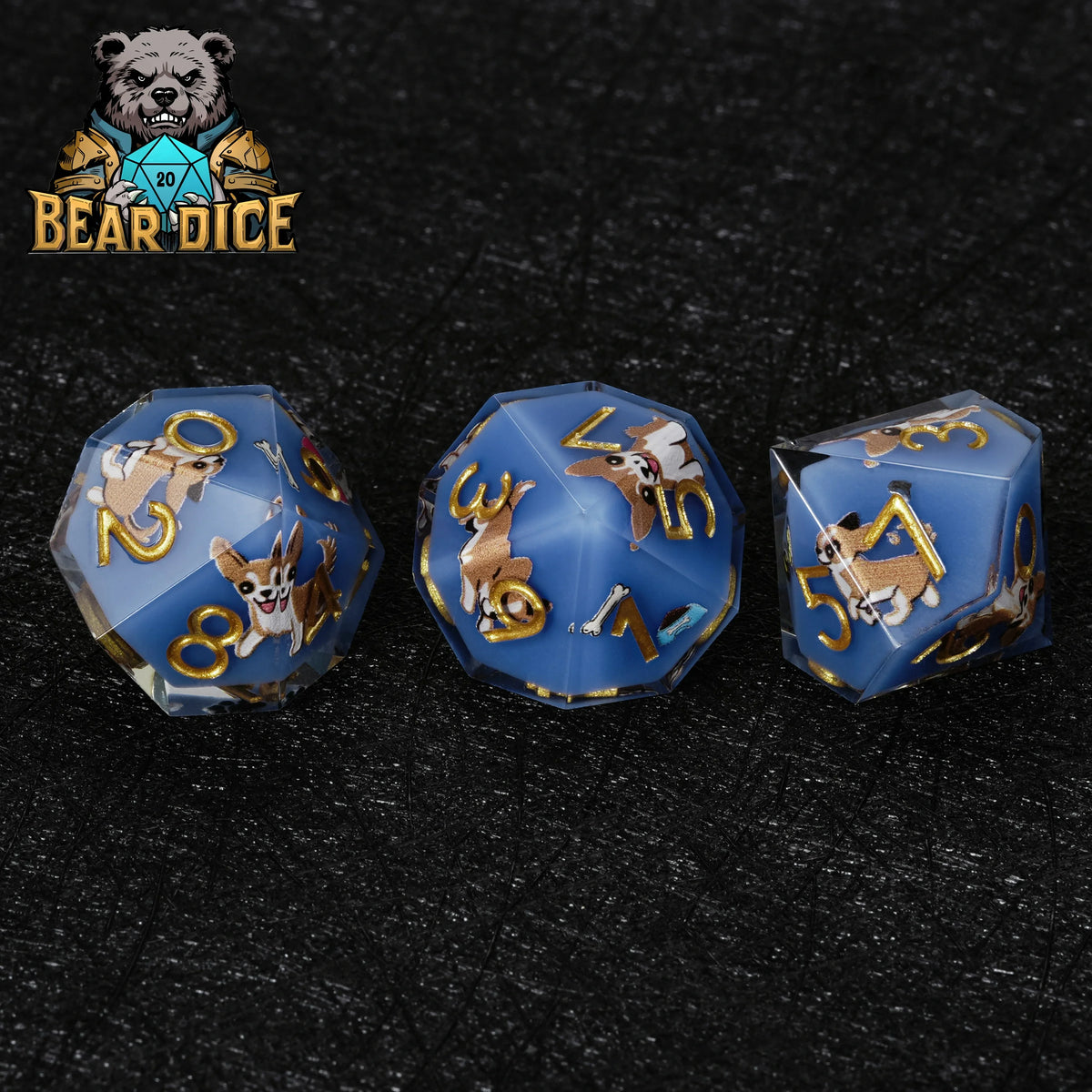 Chihuahua Blue Resin D10 Die – RPG Dice – alternate product view