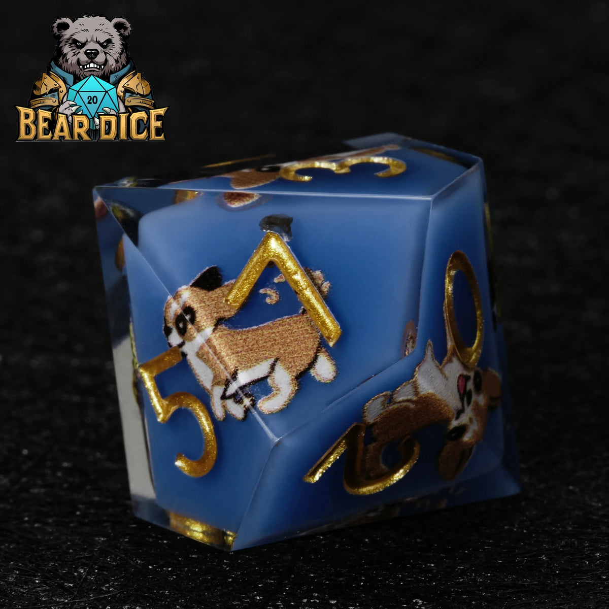 Chihuahua Blue Resin D10 Die – RPG Dice – alternate product view
