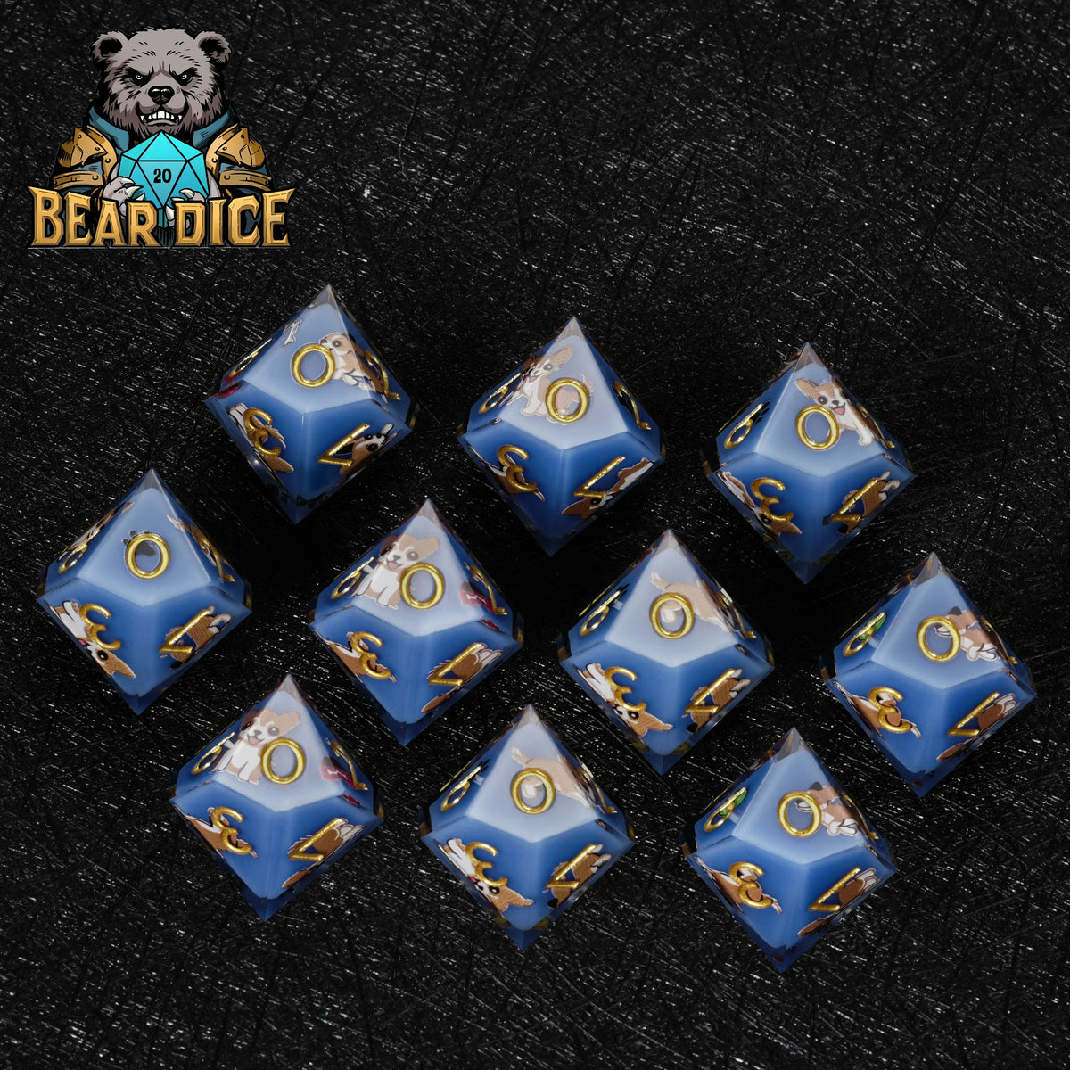 Chihuahua Blue Resin D10 Die – RPG Dice