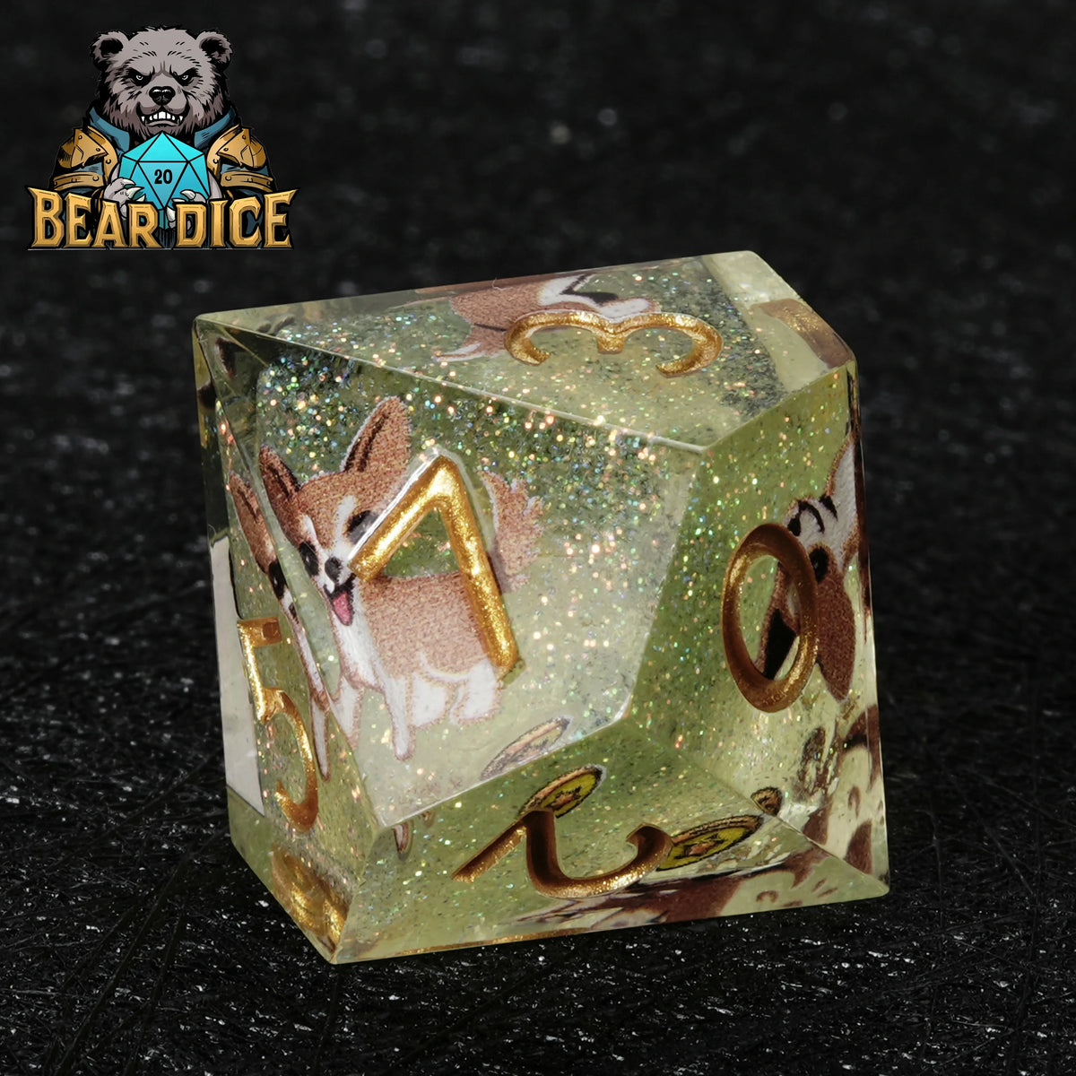 Chihuahua Resin D10 Dice – Glitter – alternate product view