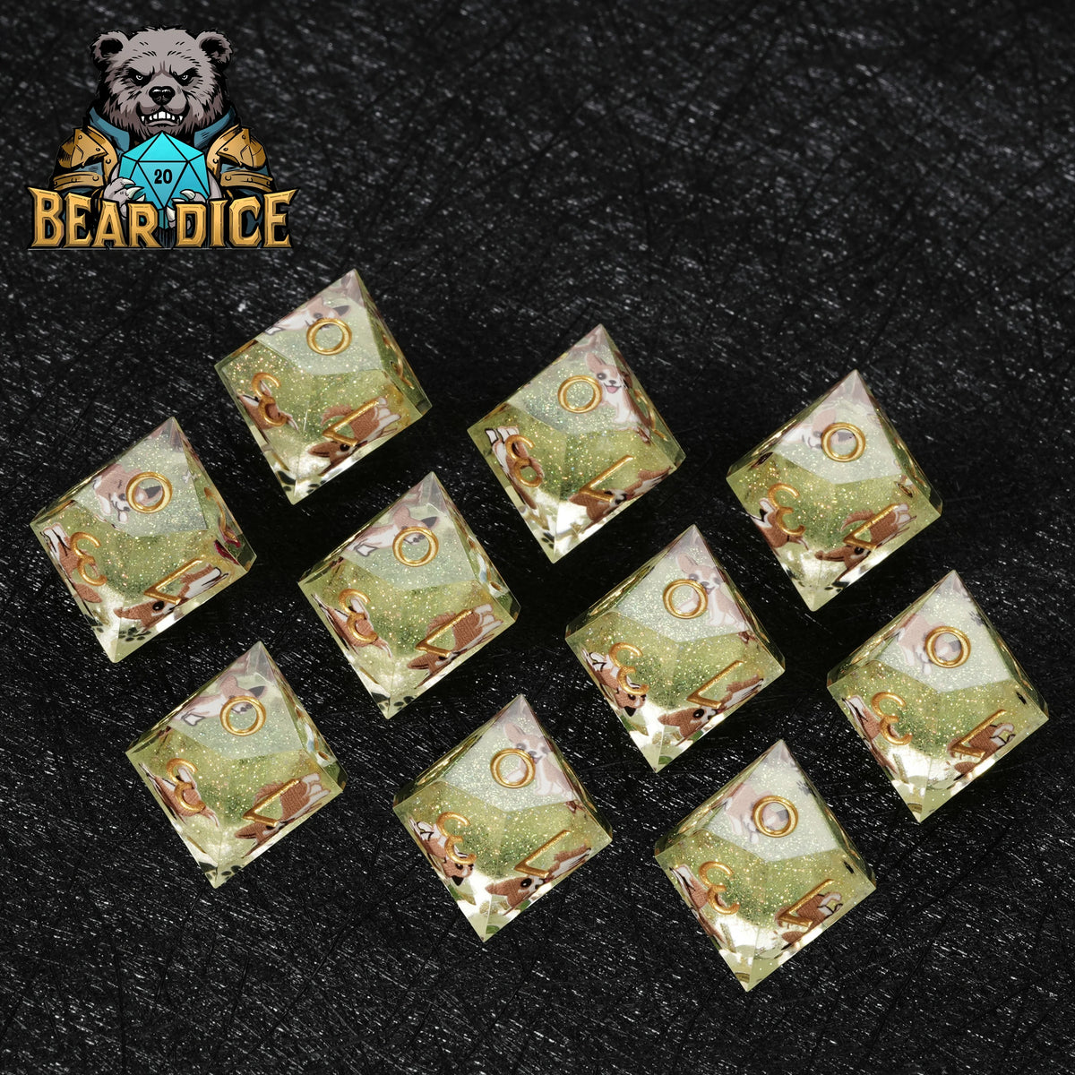 Chihuahua Resin D10 Dice – Glitter