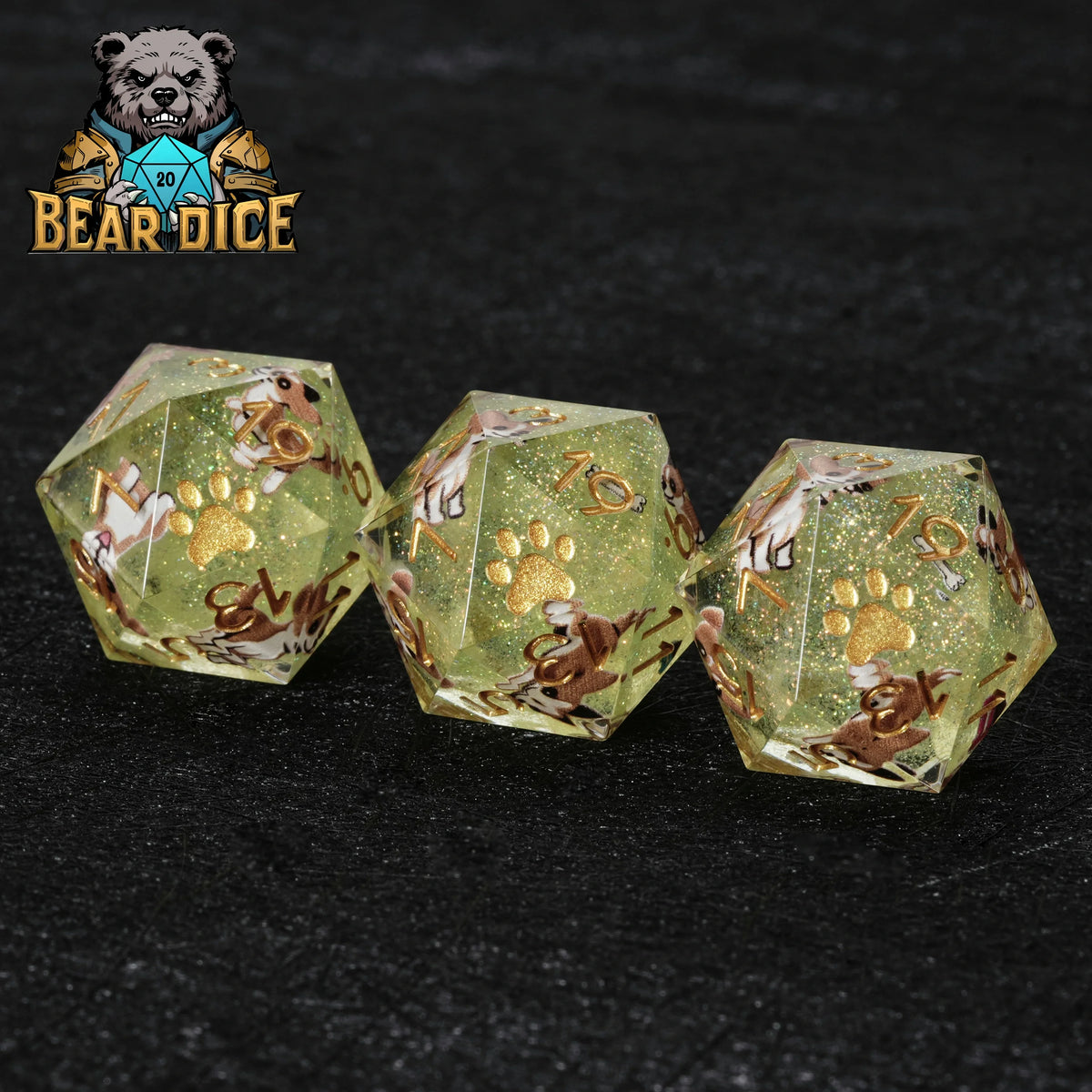 Chihuahua Resin D20 Dice – Glitter – alternate product view