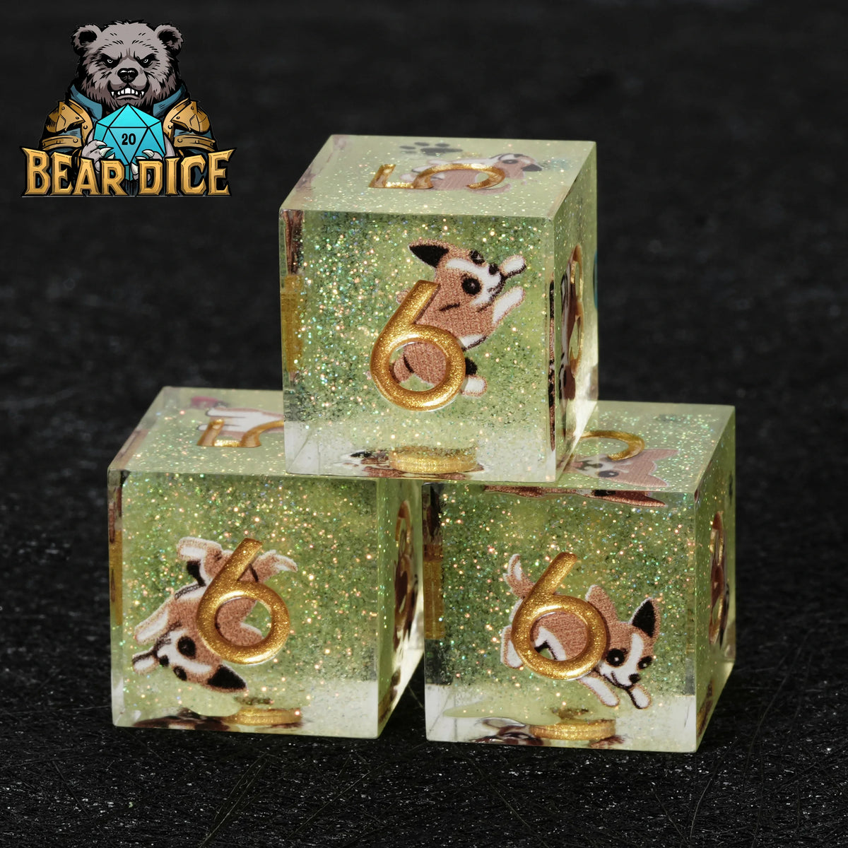 Chihuahua Resin D6 Dice – Glitter