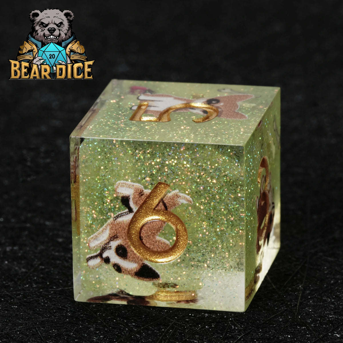 Chihuahua Resin D6 Dice – Glitter – alternate product view