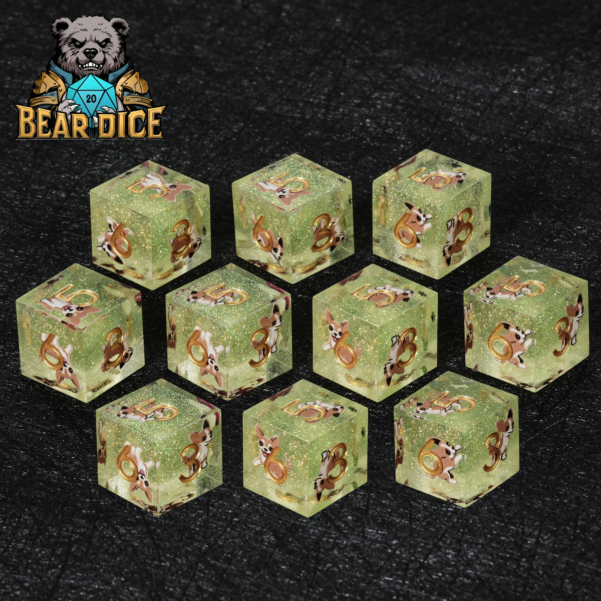 Chihuahua Resin D6 Dice – Glitter – alternate product view