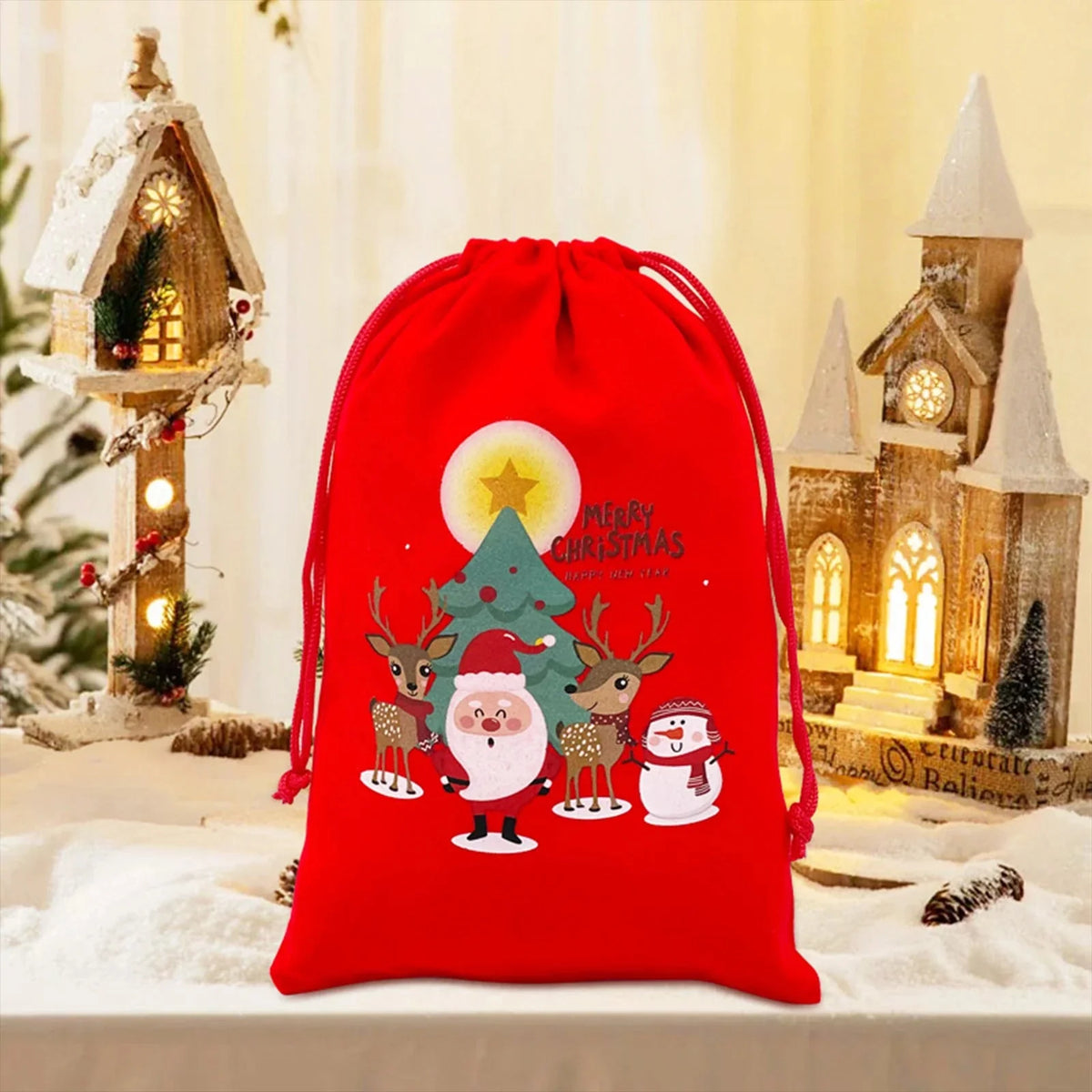 Christmas Dice Box – Drawstring Board – Christmas themed drawstring bag for board game dice storage, cute velvet gift