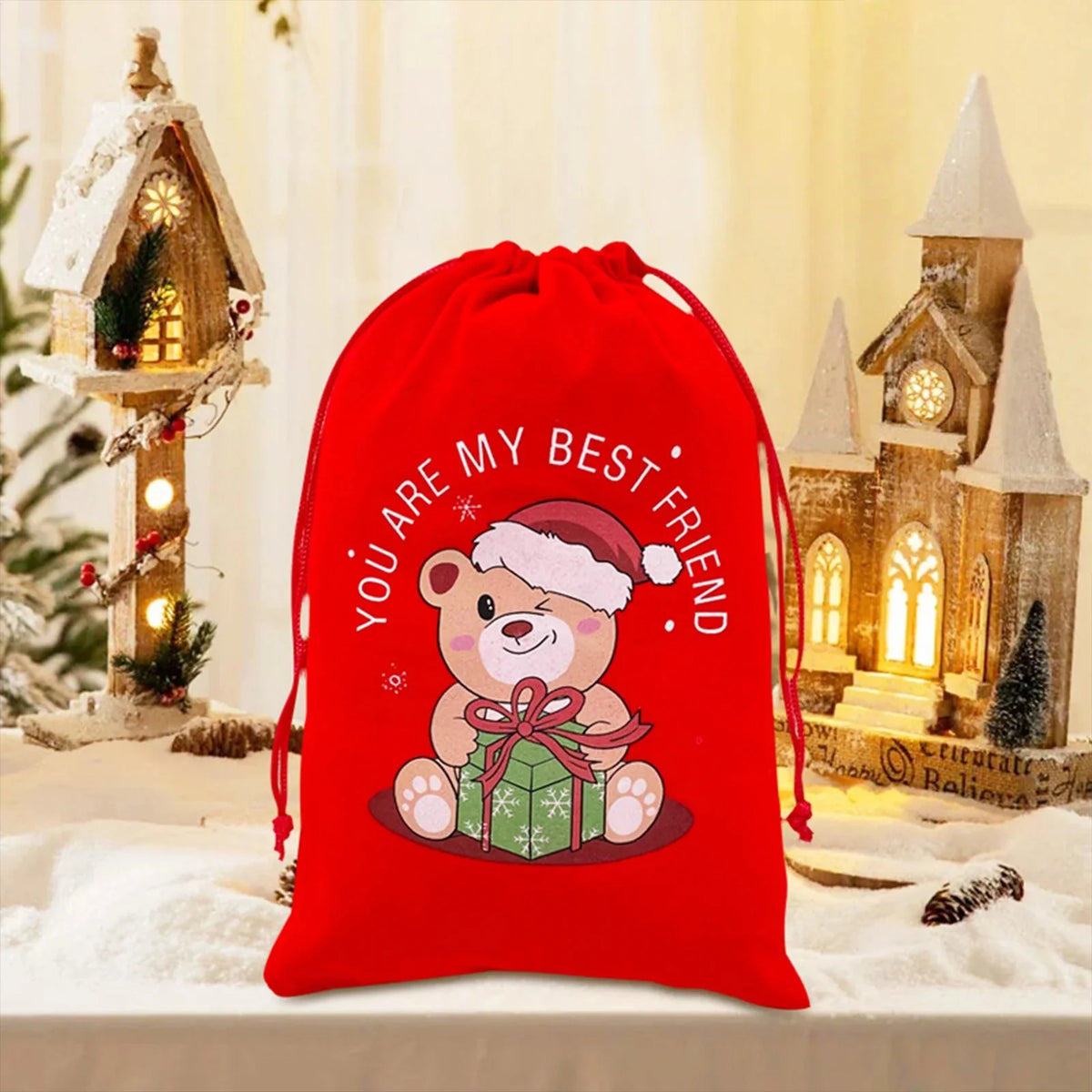 Christmas Dice Box – Drawstring Board – Christmas themed drawstring bag for board game dice storage, cute velvet gift