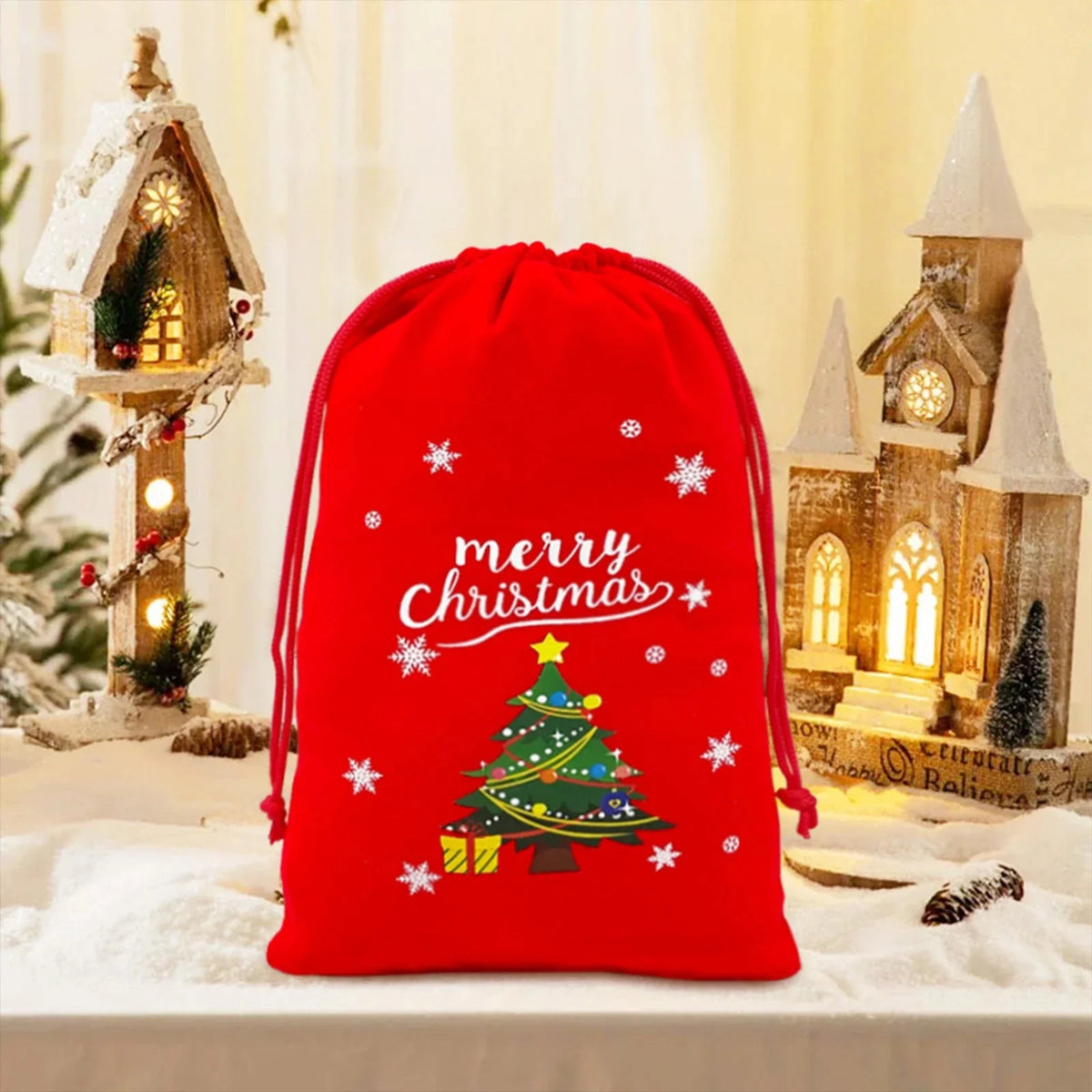Christmas Dice Box – Drawstring Board – Christmas themed drawstring bag for board game dice storage, cute velvet gift