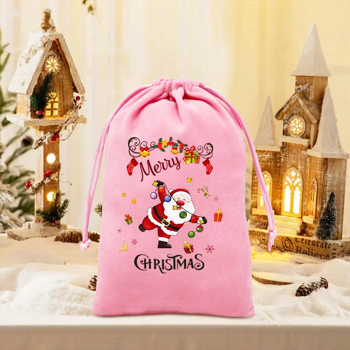 Christmas Dice Box – Drawstring Board – Christmas themed drawstring bag for board game dice storage, cute velvet gift