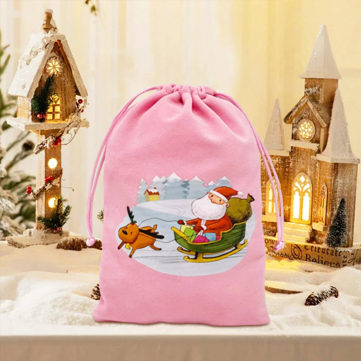 Christmas Dice Box – Drawstring Board – Christmas themed drawstring bag for board game dice storage, cute velvet gift