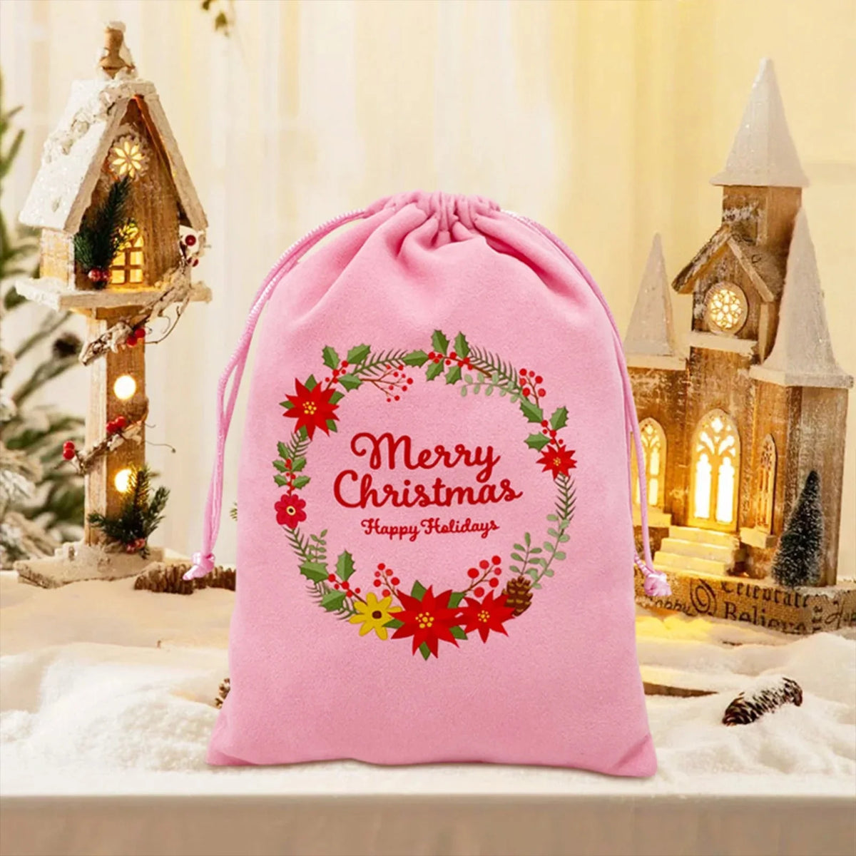 Christmas Dice Box – Drawstring Board – Christmas themed drawstring bag for board game dice storage, cute velvet gift