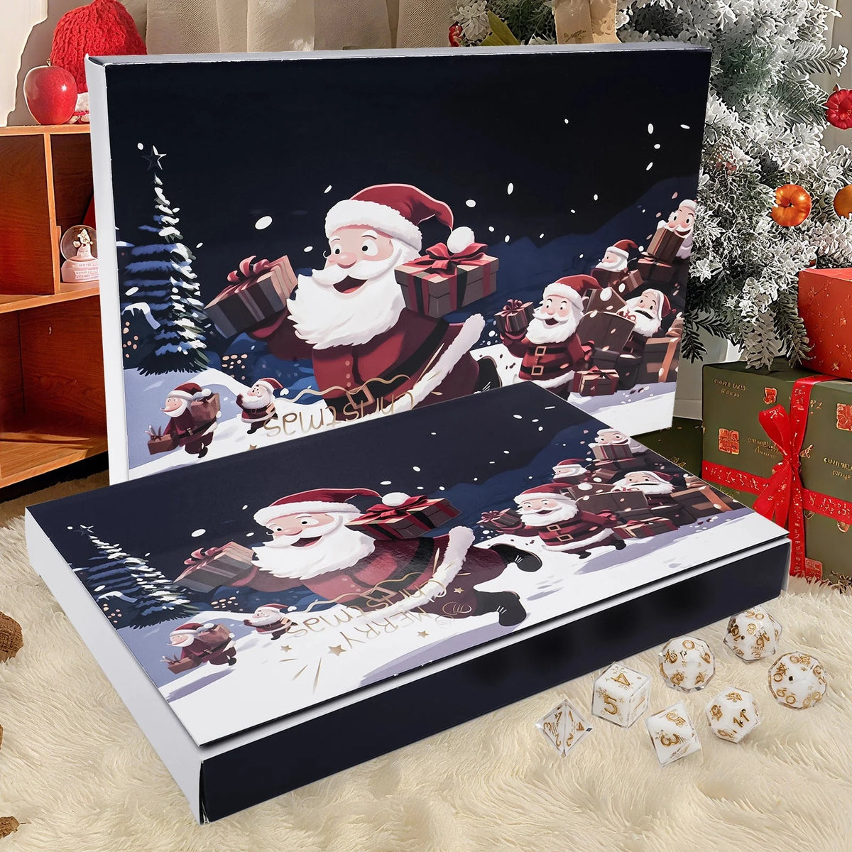 Christmas Dice Box – Resin – Christmas DND dice blind box countdown calendar, random surprise dice pytr, Christmas dice