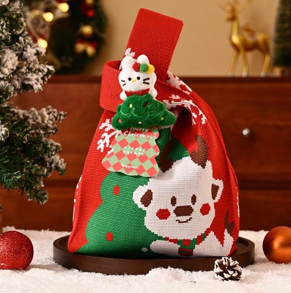 Christmas Knitted Gift Tote Bag – Christmas Gift Knitted Tote Bag Premium Gift Bag Christmas Eve Souvenir Bag
