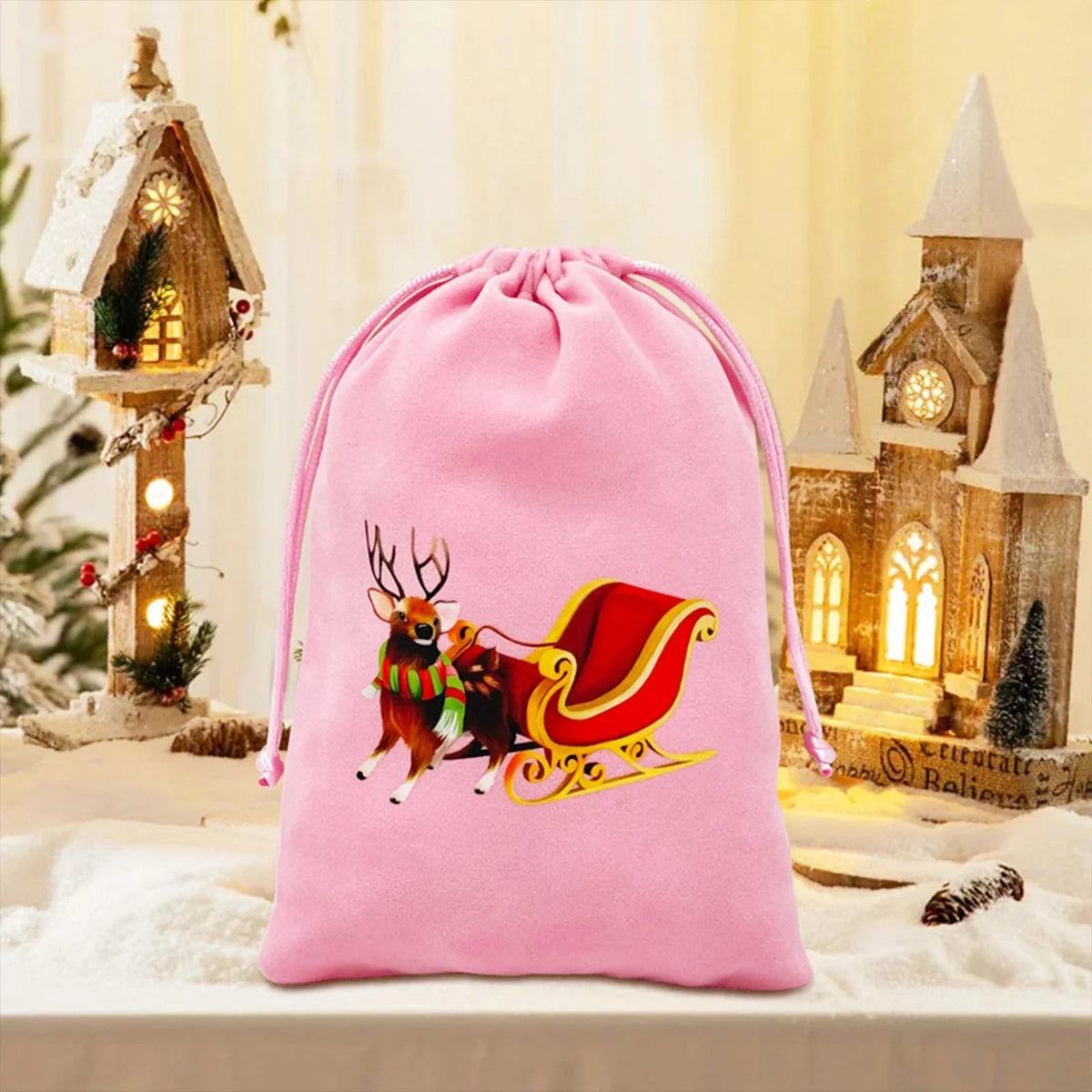 Christmas Dice Box – Drawstring Board – Christmas themed drawstring bag for board game dice storage, cute velvet gift