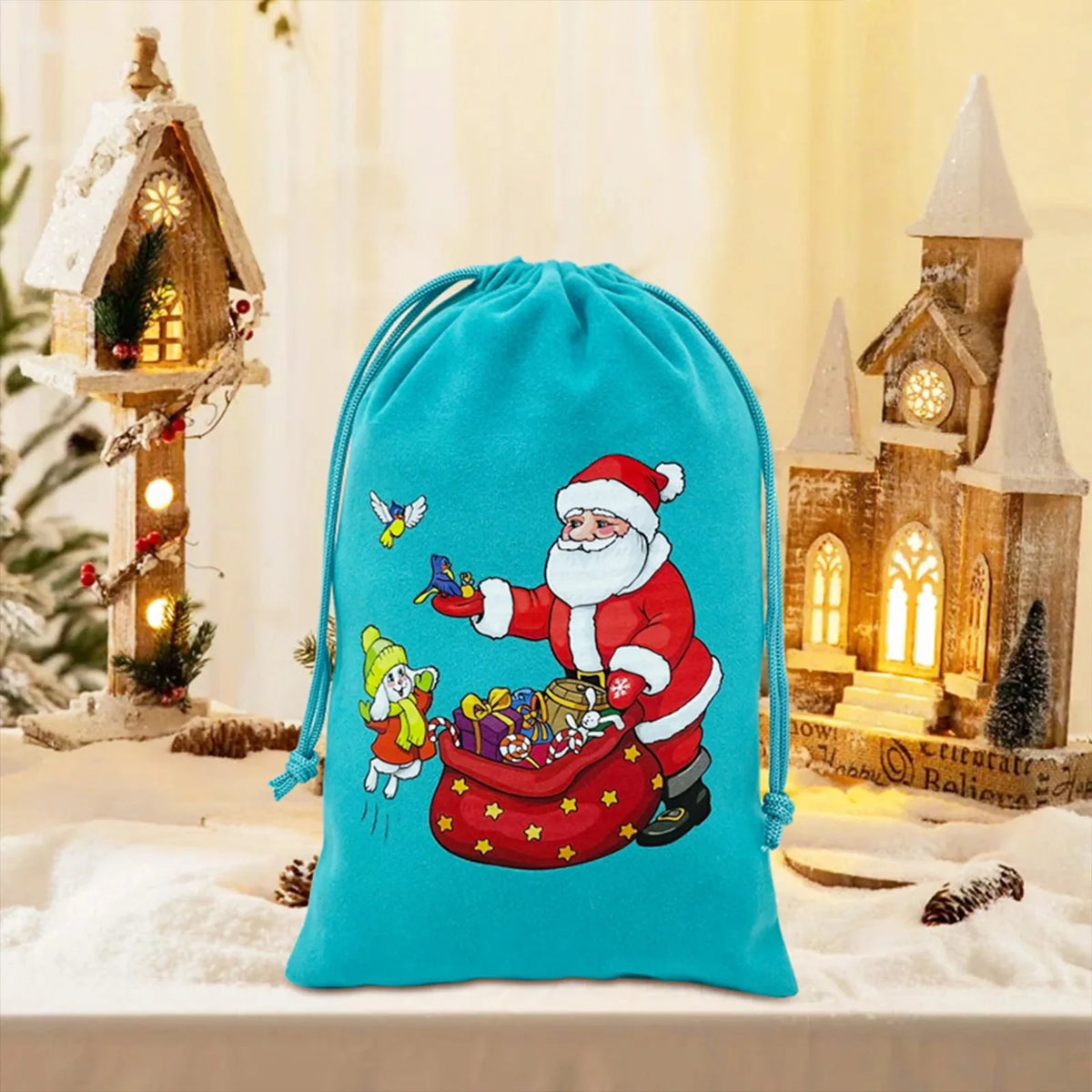 Christmas Dice Box – Drawstring Board – Christmas themed drawstring bag for board game dice storage, cute velvet gift