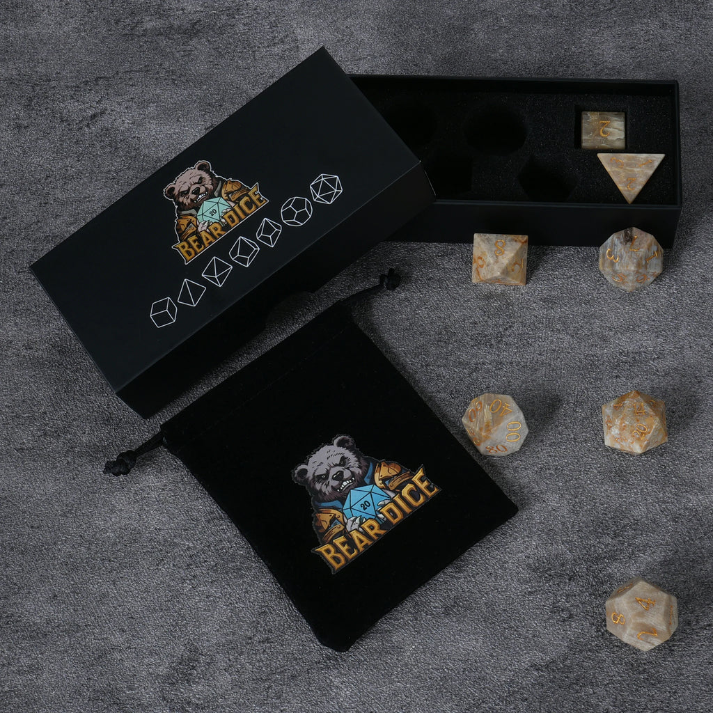 Chrysanthemum Natural Stone DND Dice Set – alternate product view