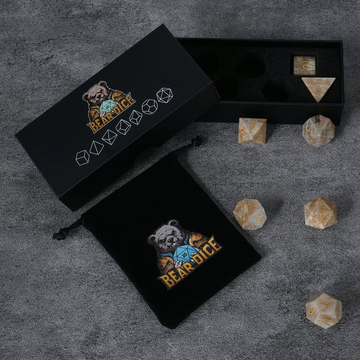 Chrysanthemum Natural Stone DND Dice Set – alternate product view