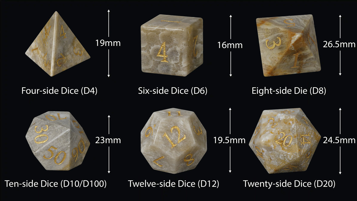 Chrysanthemum Natural Stone DND Dice Set – alternate product view